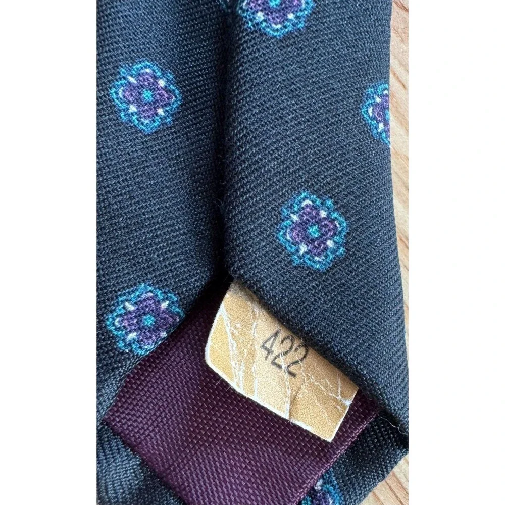 Vintage Ferrell Reed for Nordstrom Silk Tie Black Teal Burgundy Geometric